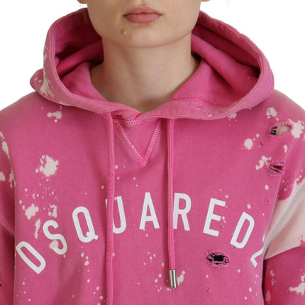 Sweater de sudadera con capucha de algodón de algodón con estampado de logotipo rosa