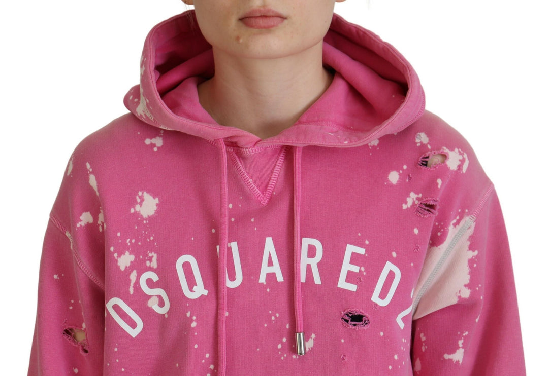 Sweater de sudadera con capucha de algodón de algodón con estampado de logotipo rosa