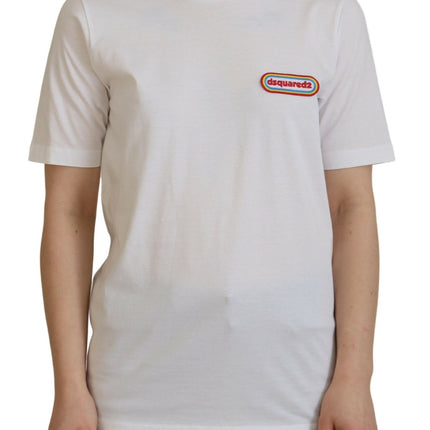 Camiseta de manga corta del parche de logotipo blanco