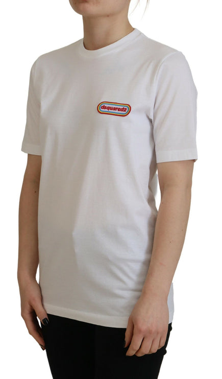 Camiseta de manga corta del parche de logotipo blanco