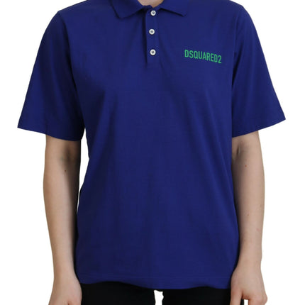 Camiseta de mangas cortas de polo de escritos con cuello azul