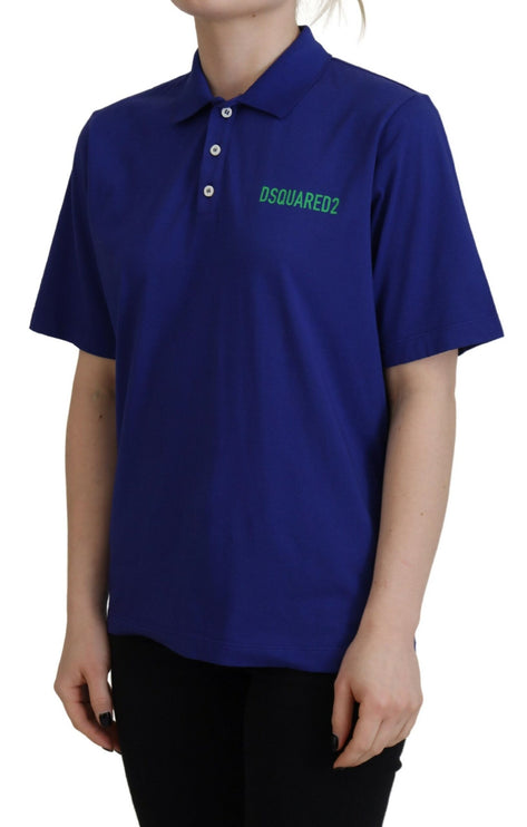 Camiseta de mangas cortas de polo de escritos con cuello azul