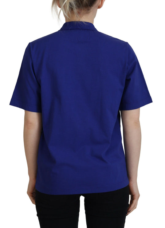 Camiseta de mangas cortas de polo de escritos con cuello azul