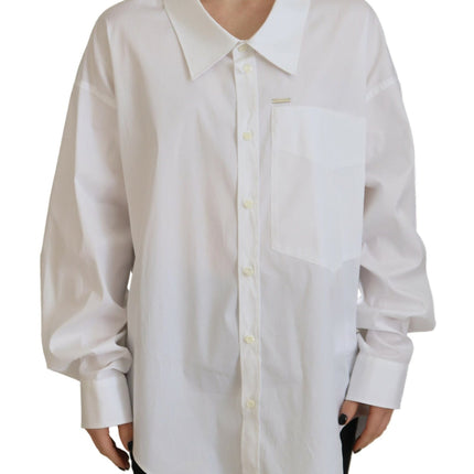 Witte katoenen knop down collared collared shirt shirt top