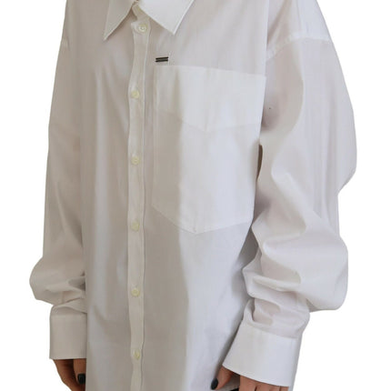 Witte katoenen knop down collared collared shirt shirt top