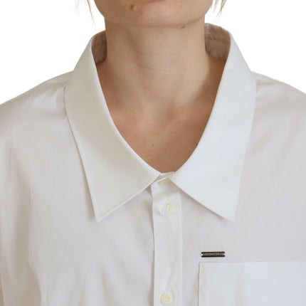 Witte katoenen knop down collared collared shirt shirt top