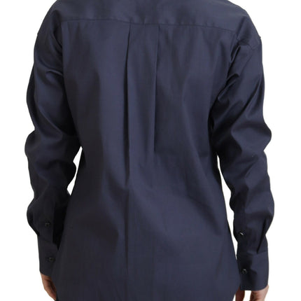 Pulsante di cotone blu navy giù per camicia collegata