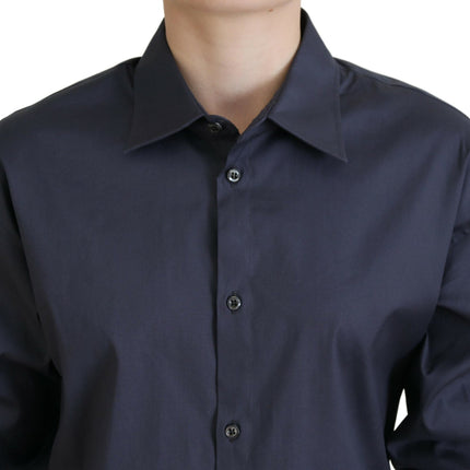 Pulsante di cotone blu navy giù per camicia collegata