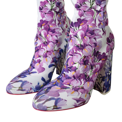 Zapatos de botas de tracción floral blanca