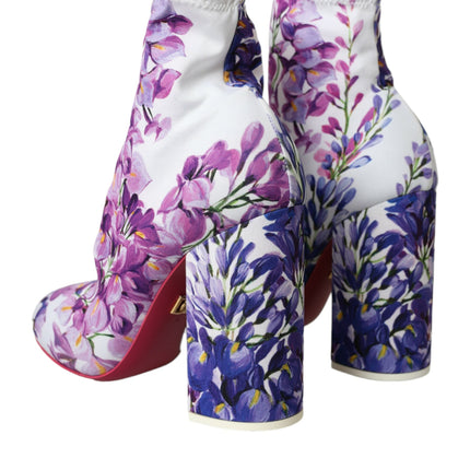 Zapatos de botas de tracción floral blanca