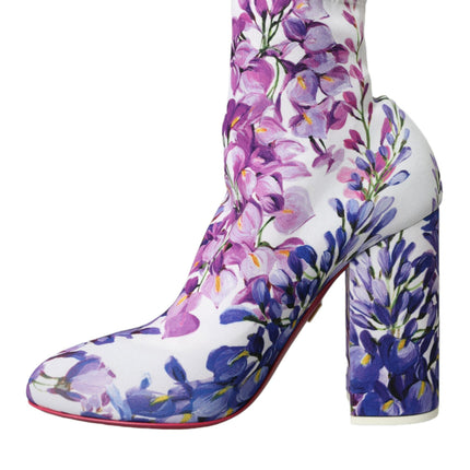 Zapatos de botas de tracción floral blanca