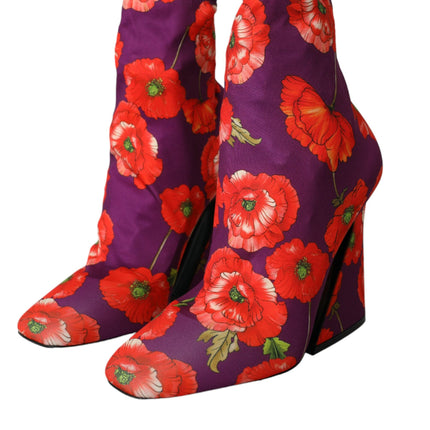 Zapatos de botas de tracción floral púrpura