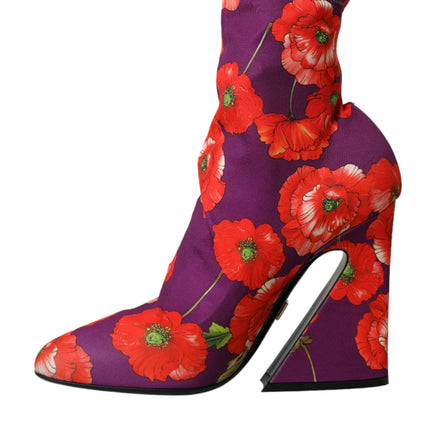 Zapatos de botas de tracción floral púrpura