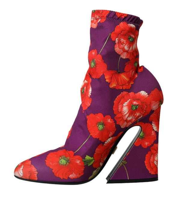 Zapatos de botas de tracción floral púrpura