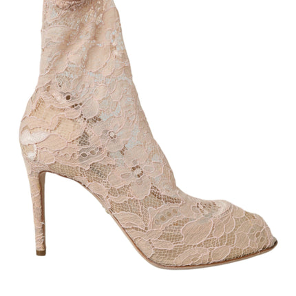 Chaussures de bottes en dentelle Taormina Stretch Beige