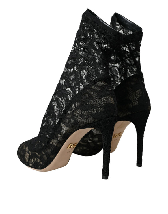 Black Stretch Taormina Lace Boots Zapatos