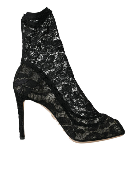 Black Stretch Taormina Lace Boots Zapatos