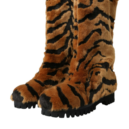 Zapatos de botas de ternera de cuero de piel marrón tigre de tigre