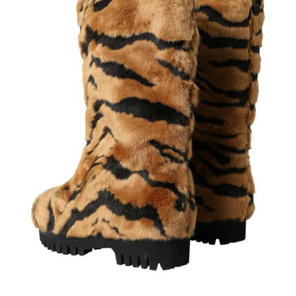 Zapatos de botas de ternera de cuero de piel marrón tigre de tigre