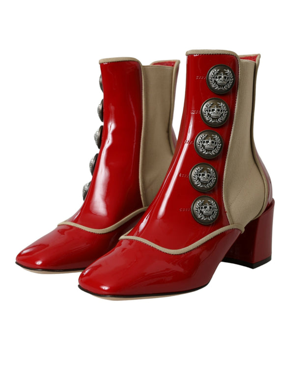 Rouge en cuir rouge beige embelli les chaussures de bouts de veau