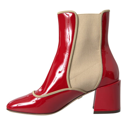 Rouge en cuir rouge beige embelli les chaussures de bouts de veau