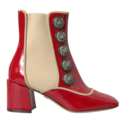 Rouge en cuir rouge beige embelli les chaussures de bouts de veau