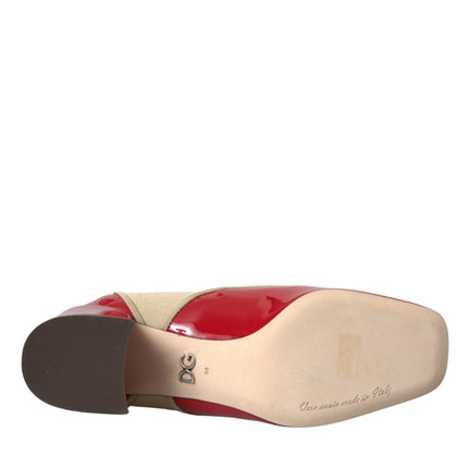 Rouge en cuir rouge beige embelli les chaussures de bouts de veau