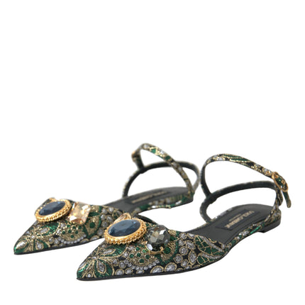 Multicolor Jacquard Crystal Slingback Sandals Chaussures