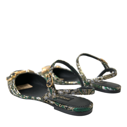 Multicolor Jacquard Crystal Slingback Sandals Chaussures