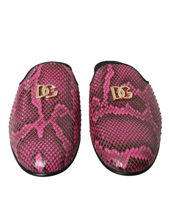 Fuchsia Python Logo Mule Sandals Plat Sandals Chaussures