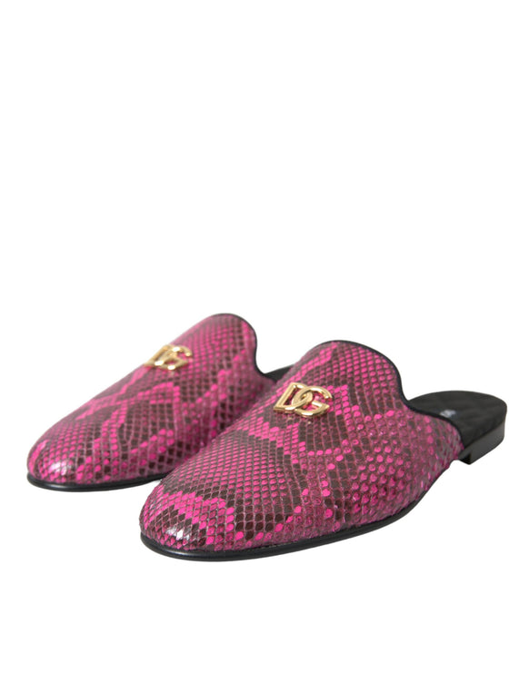 Fuchsia Python Logo Mule Sandals Plat Sandals Chaussures