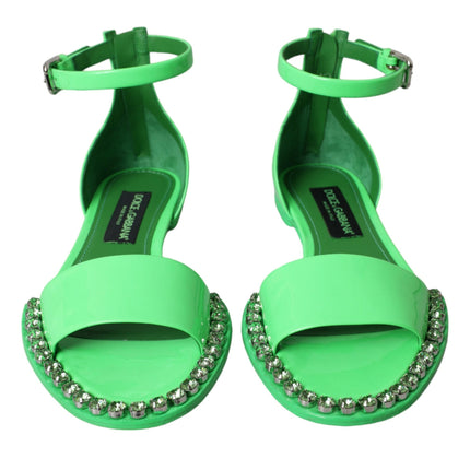 Neon Green Crystal Enkle Strap Sandals schoenen