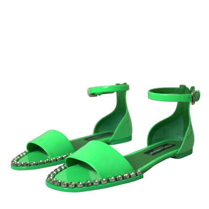 Neon Green Crystal Enkle Strap Sandals schoenen