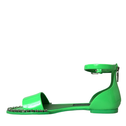 Neon Green Crystal Enkle Strap Sandals schoenen