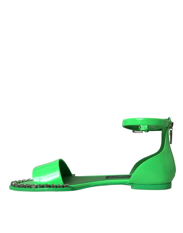 Chaussures de sandales de sangle à la cheville en cristal vert néon