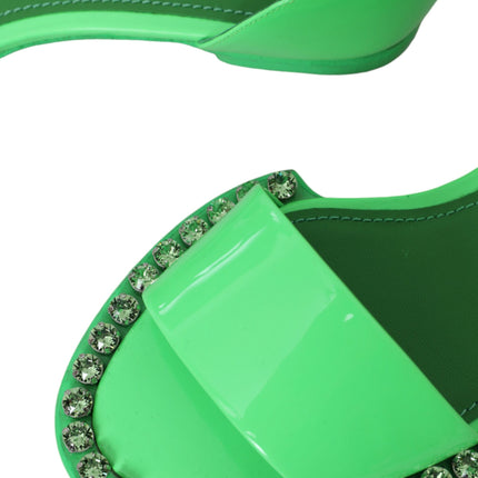 Neon Green Crystal Enkle Strap Sandals schoenen