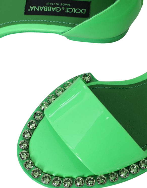 Chaussures de sandales de sangle à la cheville en cristal vert néon