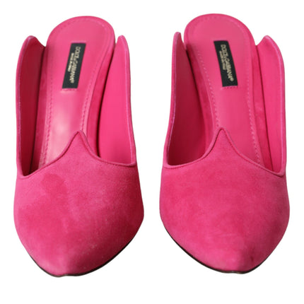 Zapatos de sandalias de mulas de gamuza fucsia