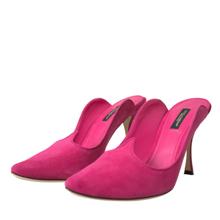 Zapatos de sandalias de mulas de gamuza fucsia