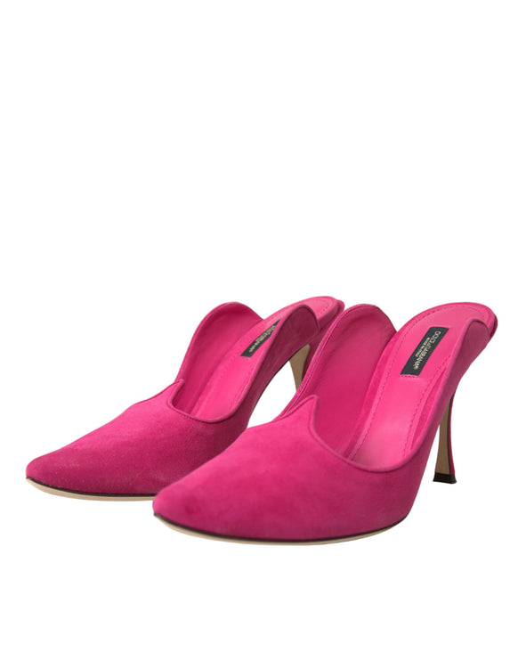 Scarpe sandali per muli in pelle in pelle scamosciata fucsia