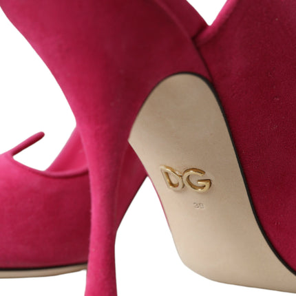 Zapatos de sandalias de mulas de gamuza fucsia