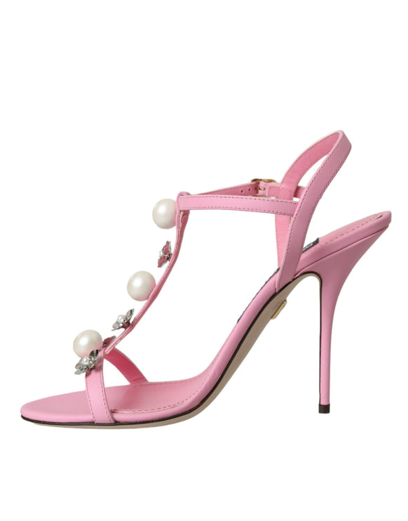 Cucchi per tacchi impreziositi in pelle rosa scarpe sandali