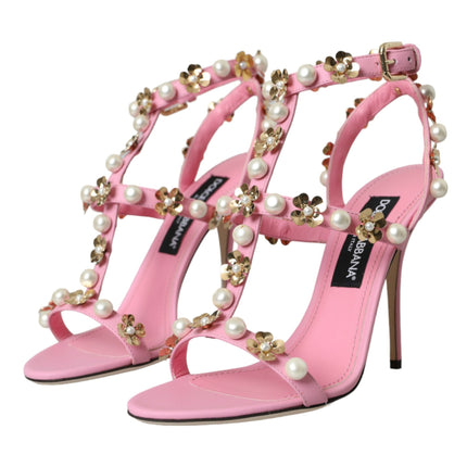 Cucchi per tacchi impreziositi in pelle rosa scarpe sandali