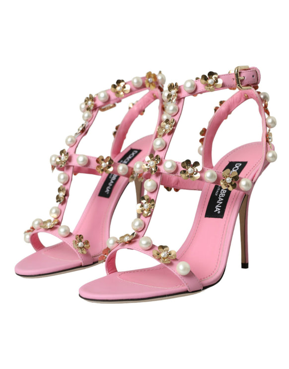 Cucchi per tacchi impreziositi in pelle rosa scarpe sandali