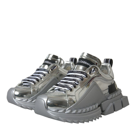 Scarpe sneaker super regina in pelle argento