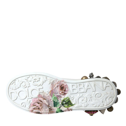 Rose di cristallo in pelle bianca scarpe floreali di sneaker floreali