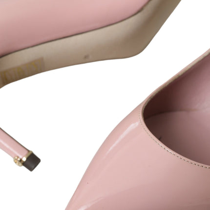 Talons en cuir breveté rose clair pompes chaussures