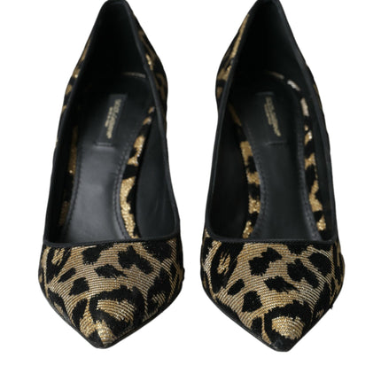 Black Gold Leopard Lurex talons pompes chaussures