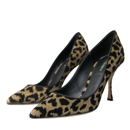 Black Gold Leopard Lurex talons pompes chaussures