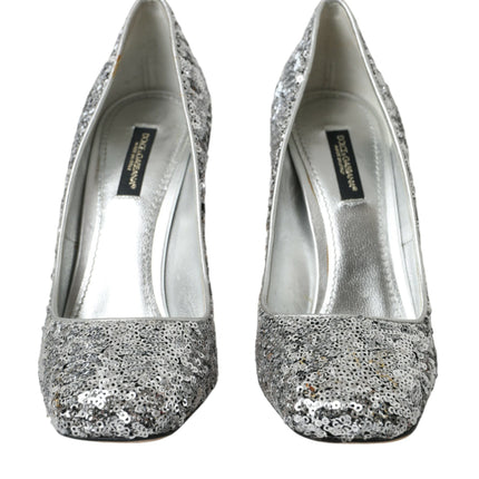 Silver Sequin Talons embellis pompes chaussures